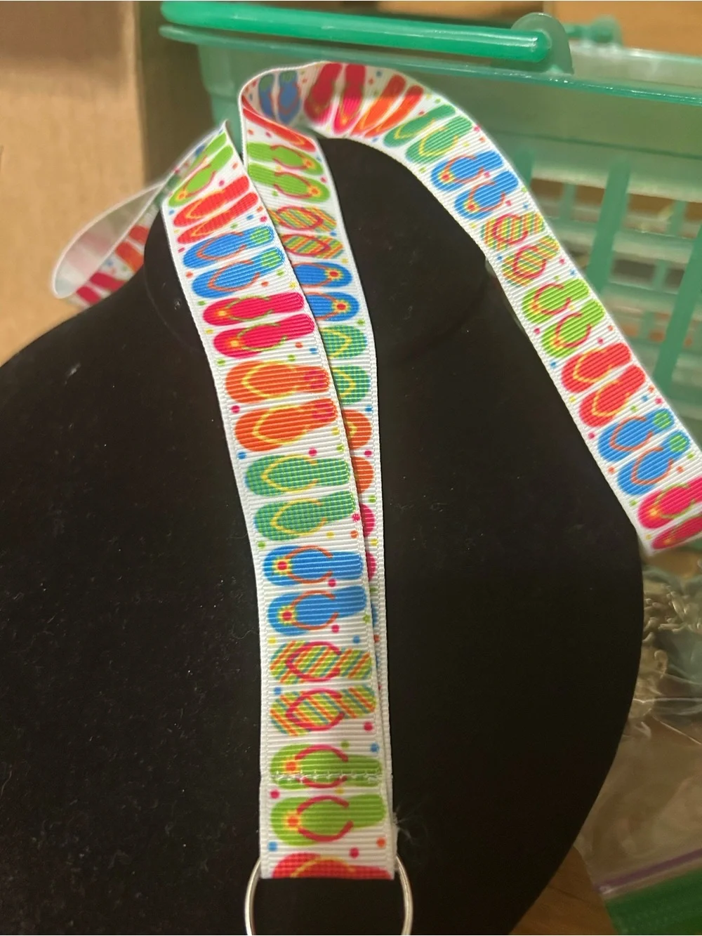Colorful Flip-Flop Lanyard with Blue flip flop Charm